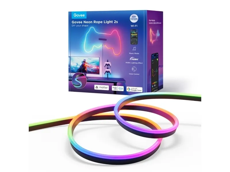 Ribbon LED Govee Govee Neon Ribbon 4 meter Svart Materiale klar