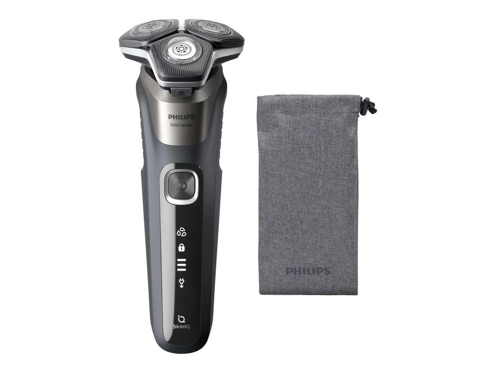 Philips SHAVER Series 5000 S5887/10 Elektrisk våt- og tørrbarbermaskin - Roterende barbermaskin - SenseIQ - Grå - Batteri - Lithium-Ion (Li-Ion) - Integrert batteri (S5887/10)