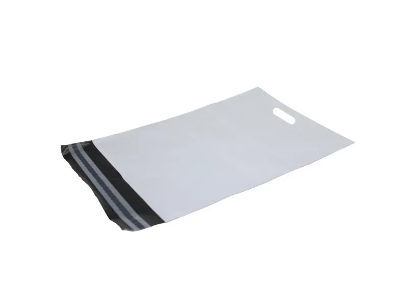Forsendelsesposer PE hvid 400x600 mm med håndtag/hank - (100 stk.)