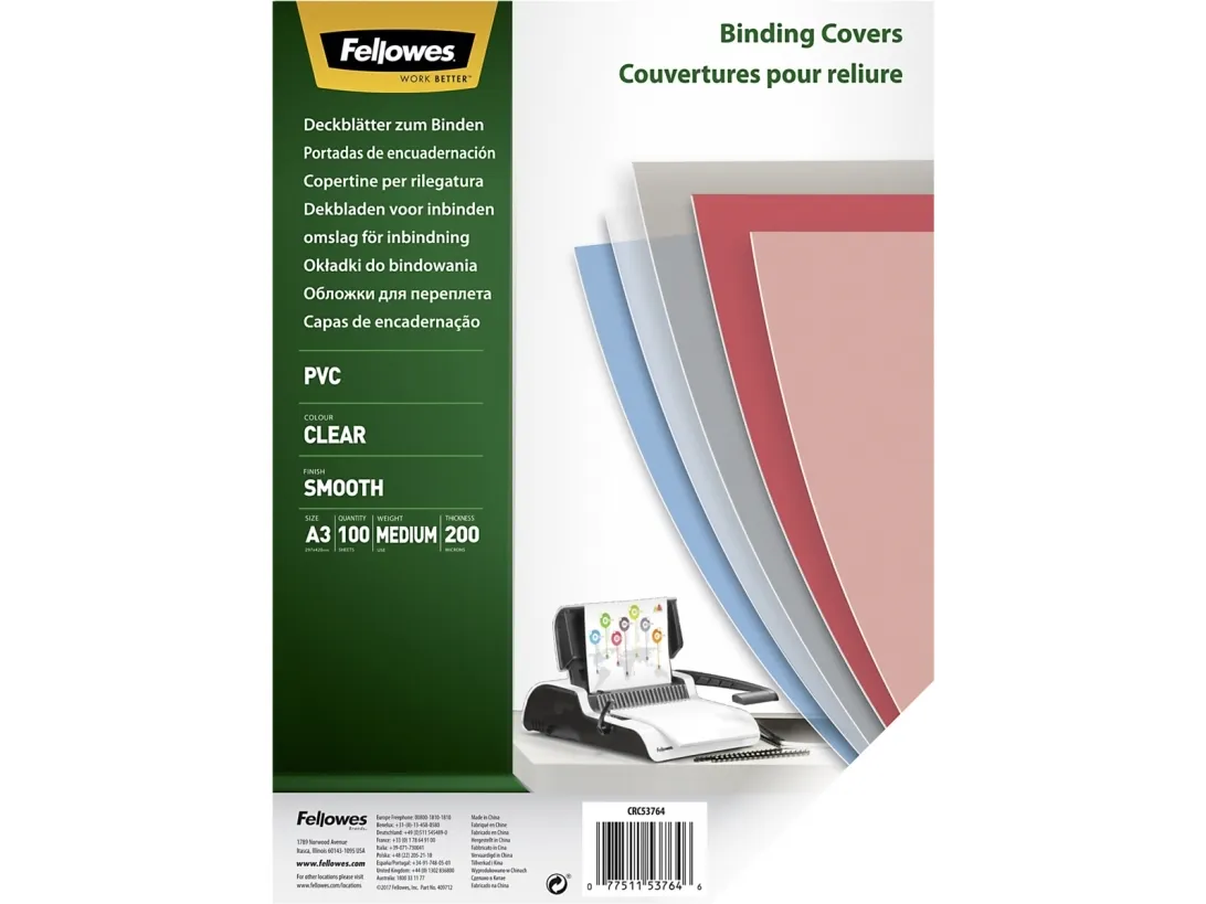 Fellowes Superclear PVC - A3 (297 x 420 mm) - 200 mikroner - blank - 100 stk PVC-permomslag - for Fellowes Galaxy 500, Galaxy Wire, Pulsar+ 300, Quasar+ 500, Star 150, Star+ 150