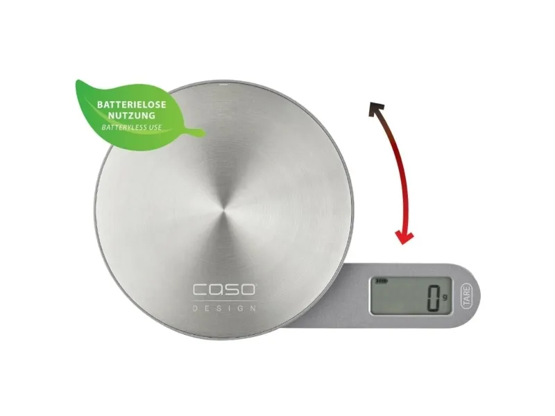 Caso Kitchen EcoMate, Elektronisk kjøkkenvekt, 5 kg, 1 g, Sølv, Rustfritt stål, Benkeplate