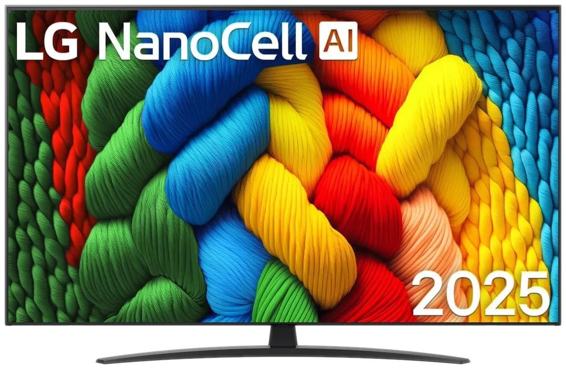 LG 55NANO81A6A - 139 cm LED-TV, 55 tommer, oppløsning: 3840 x 2160 piksler, 4K Ultra HD, 4K AI-oppskalering, direkte LED-bakgrunnsbelysning, High Dynamic Range (HDR 10), Hybrid Log Gamma (HLG), alpha7 Gen8 AI 4K-2, DV-B-T-prosessor, DV-B-T C, 2.0 lydsystem, 20 watt maksimal total effekt, kompatibel med Amazon Alexa, Google Assistant, internettilgang til nettjenester, Smart TV, WebOS-operativsystem, USB-opptak, USB TimeShift, AirPlay 2, WLAN, WiFi 5 [Energiklasse G] (55NANO81A6A.AEU)