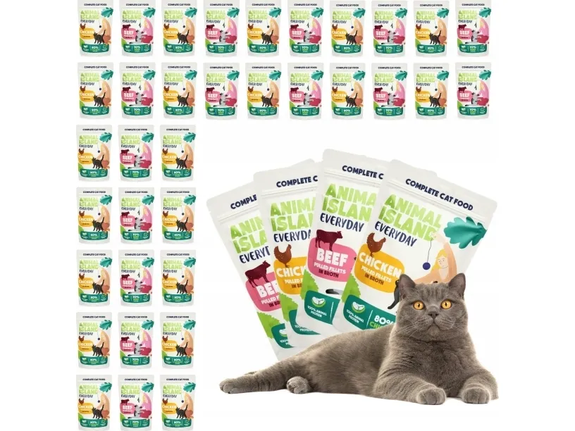 Animal Island ANIMAL ISLAND Biff / Kylling i filet MIX - Våtfôr til katter - 40x85g