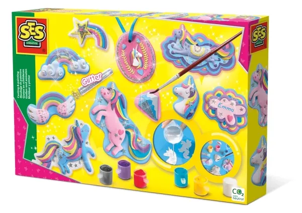 SES Creative Casting and painting - Unicorns, Støpe/malesett for barn, 5 år, Flerfarget