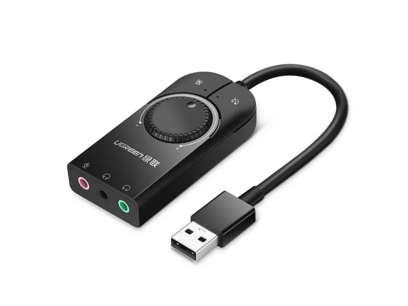 UGREEN 15 cm ekstern USB-lydkort (svart)