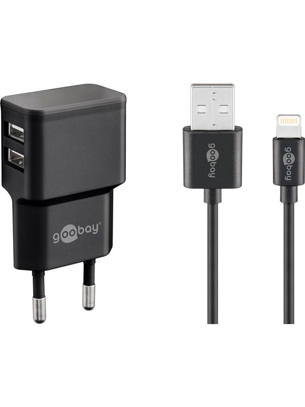 Pro Dual Apple Lightning charger set 2.4 A black 1 m