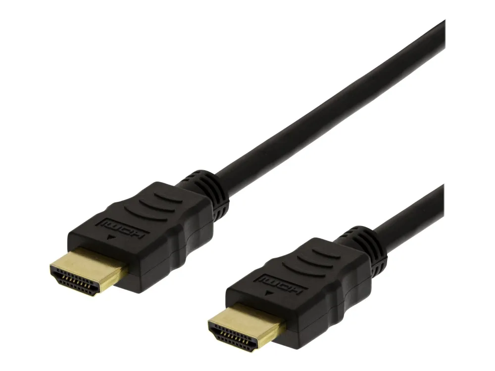 DELTACO HDMI-1010D-FLEX - High Speed - HDMI-kabel med Ethernet - HDMI hann til HDMI hann - 1 m - 4K-støtte
