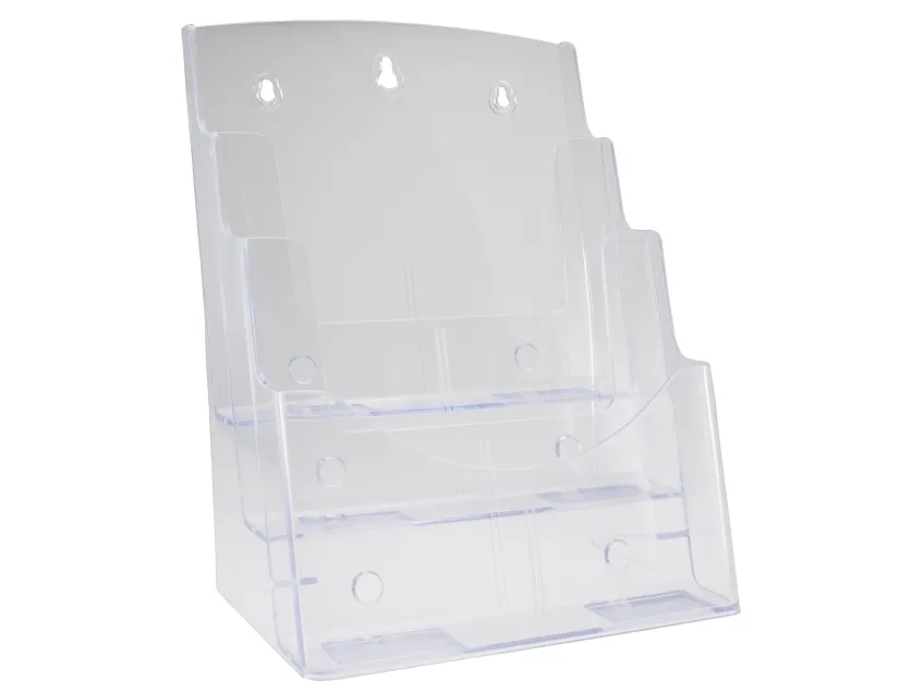 Brochure holder, BNT A4 3 rum til bord/væg, transparent