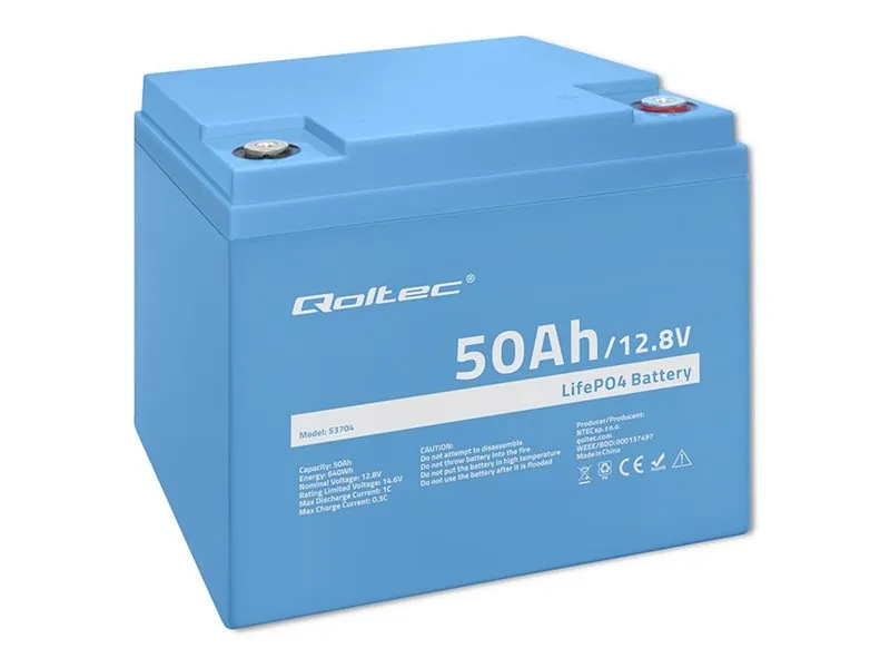 Qoltec - Batteri - 12.8V, BMS - litium-jernfosfat - 50 Ah - 640 Wh