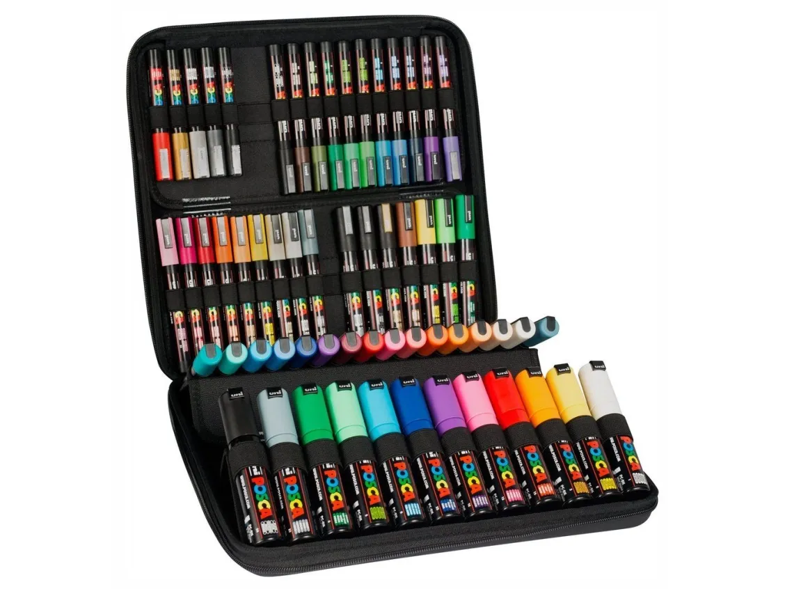 POSCA Gift Case, 60 ass. Forskellige farver og stregbredder