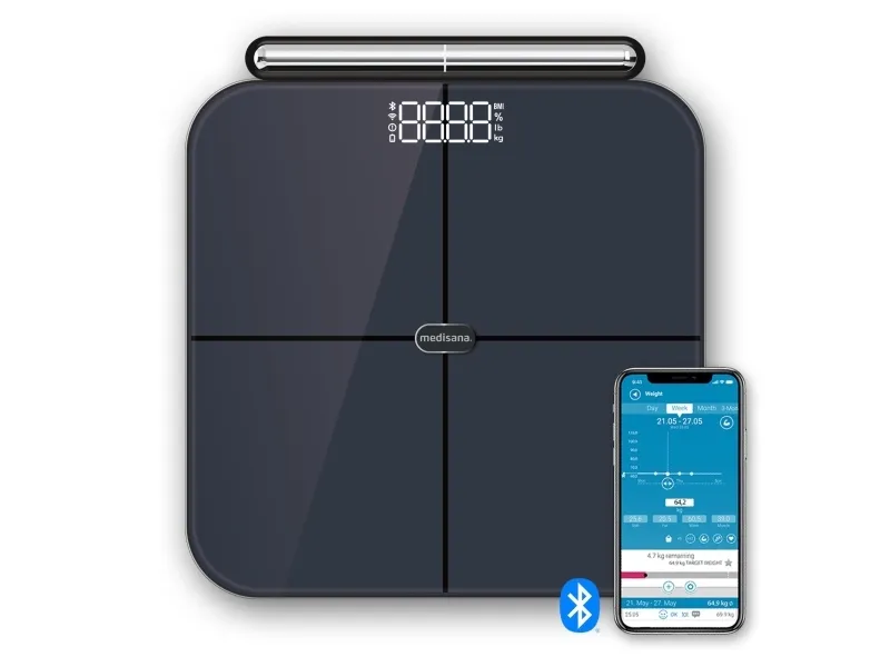 Medisana BS 850, Elektronisk personvekt, 180 kg, 0,05 g, Svart, 0,1 kg, kg, lb, ST