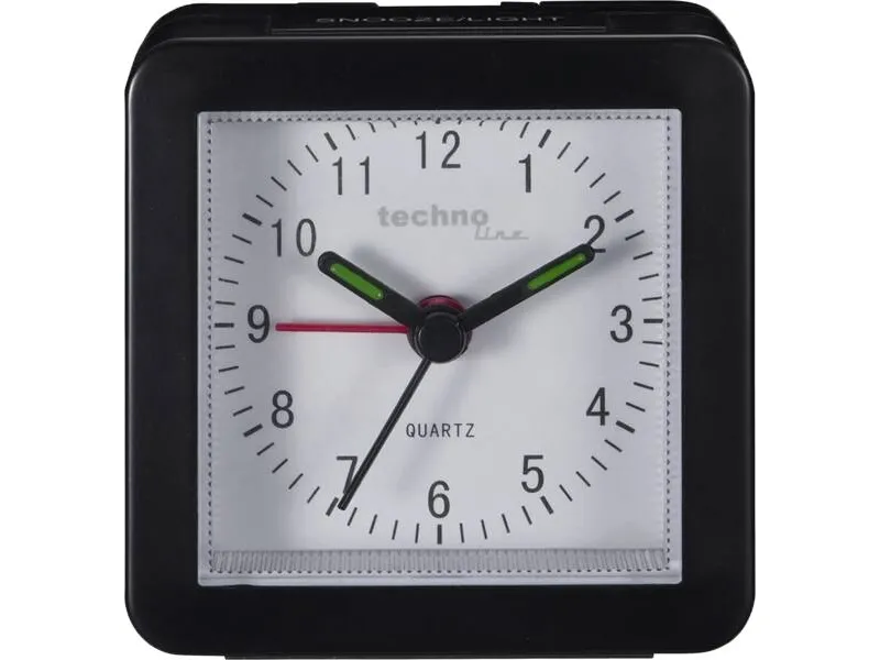 Technoline Modell SC, Quartz vekkerklokke, firkant, Svart, Analog, 69 mm, 69 mm