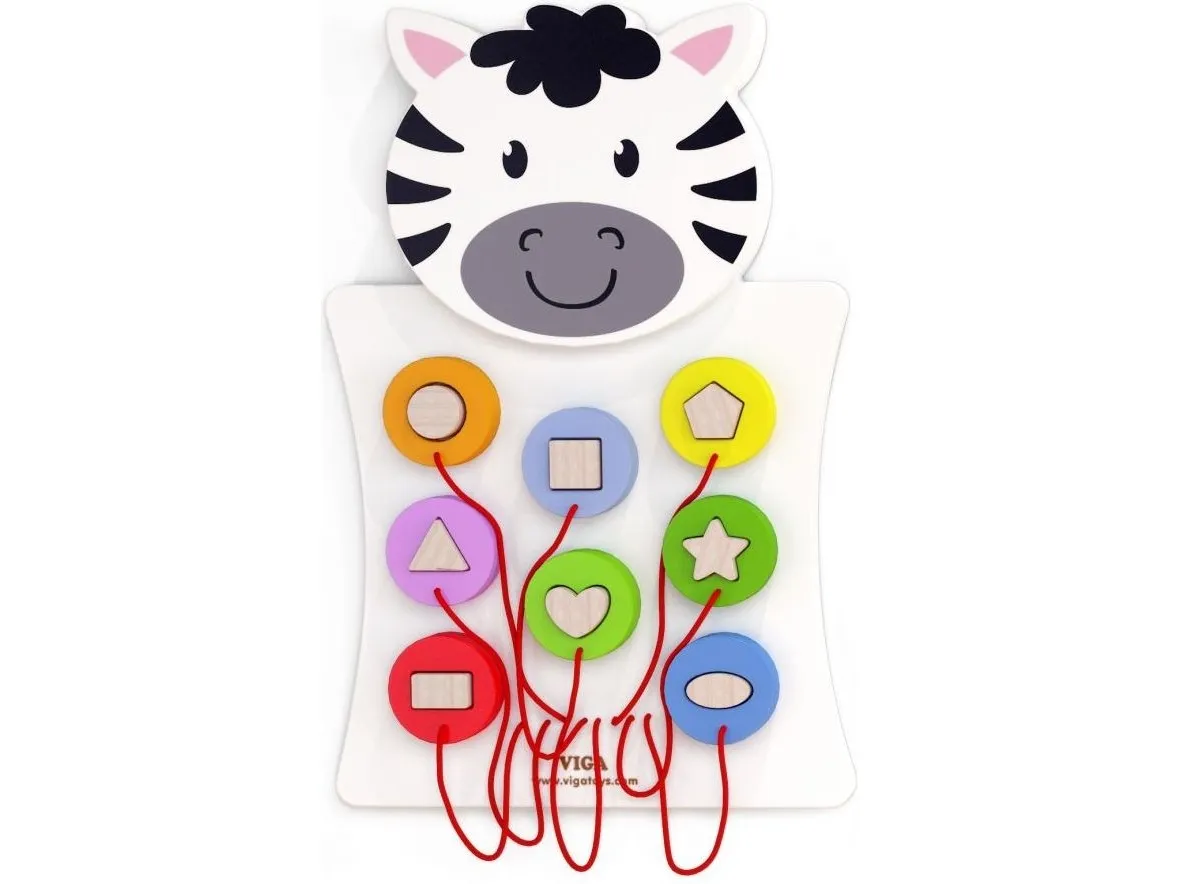 Manipulasjonsbrett i tre VIGA Zebraer Montessori-metoden