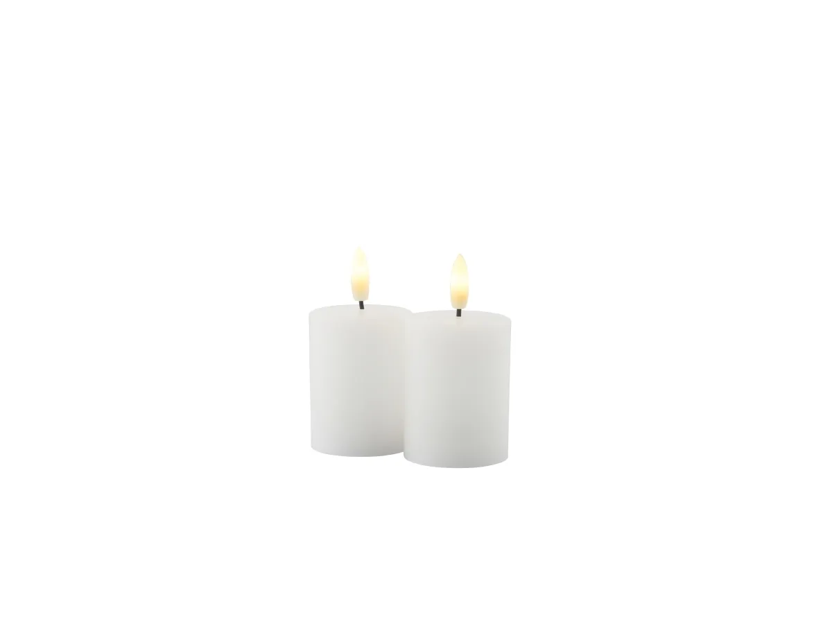 Sirius Sille Genopladelig Bloklys Mini Hvid - Ø 5 cm - H 6,5 cm - 2 stk