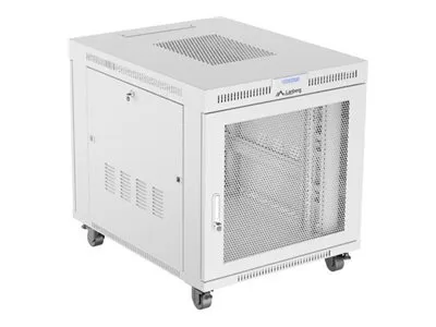 Lanberg FF01 series - Rack skap - 800 x 1000, flat pack, with mesh door, LCD - med 6 kjølevifter, LCD-skjerm, termostat - fritt stående - grå, RAL 7035 - 15U - 19
