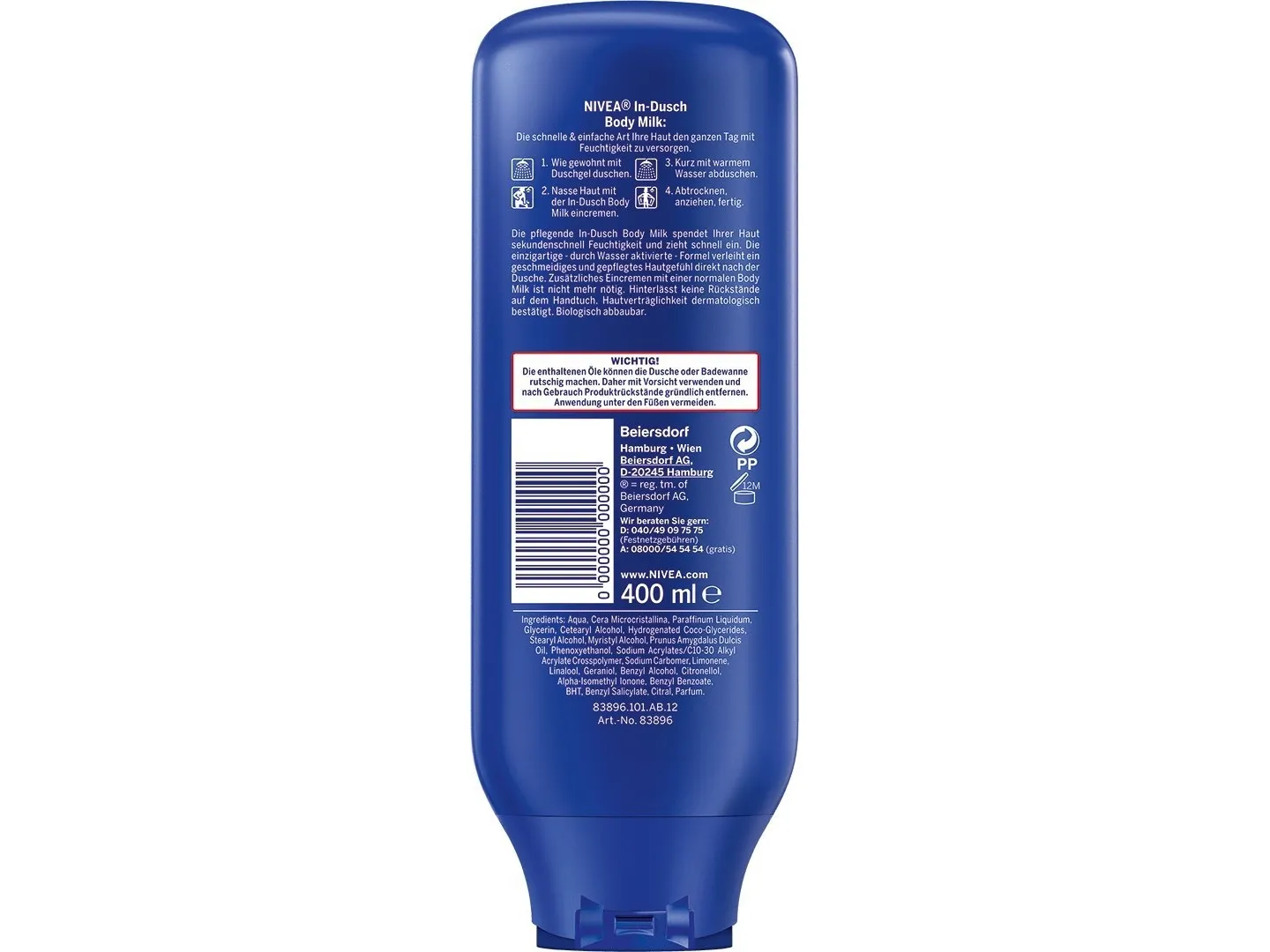 Nivea (DE) Nivea, dusjmelk, 400 ml (PRODUKT FRA TYSKLAND)