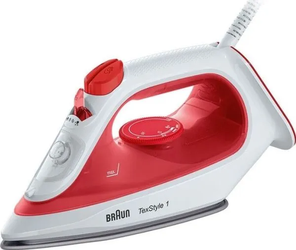 Braun TexStyle 1 SI 1019 - Dampstrykejern - såleplate: SuperCeramic - 1900 W - hvit/rød