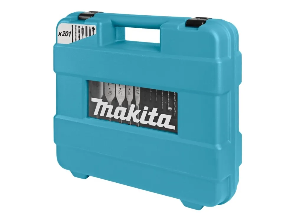 Makita - Sett for skrutrekker, borspiss og sokler - for metall, tre, murverk - 201 deler - hex, phillips, pozidriv, slot, torx