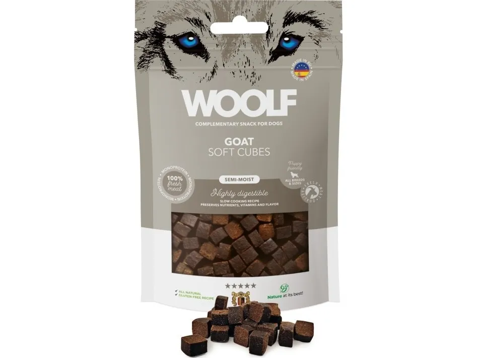 WOOLF Dog Treat Woolf Soft Cubes Geit Monoprotein 100g
