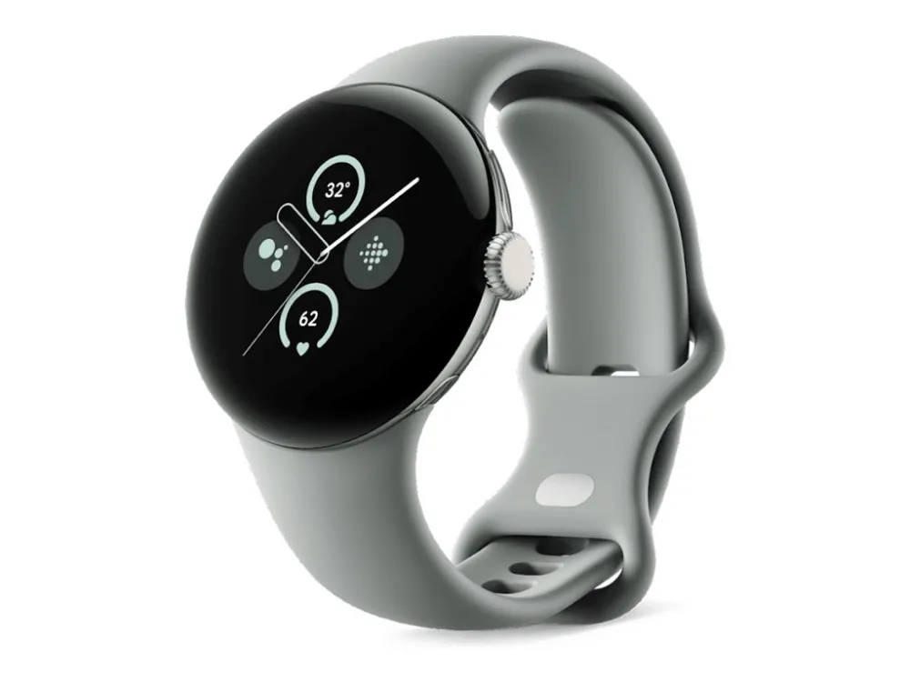 Google Pixel Watch 2 - Sjampagnegull-aluminium - smartklokke med aktivt bånd - fluorelastomer - hassel - båndbredde: S/L - 32 GB - Bluetooth, Wi-Fi, NFC, LTE - 4G - 31 g