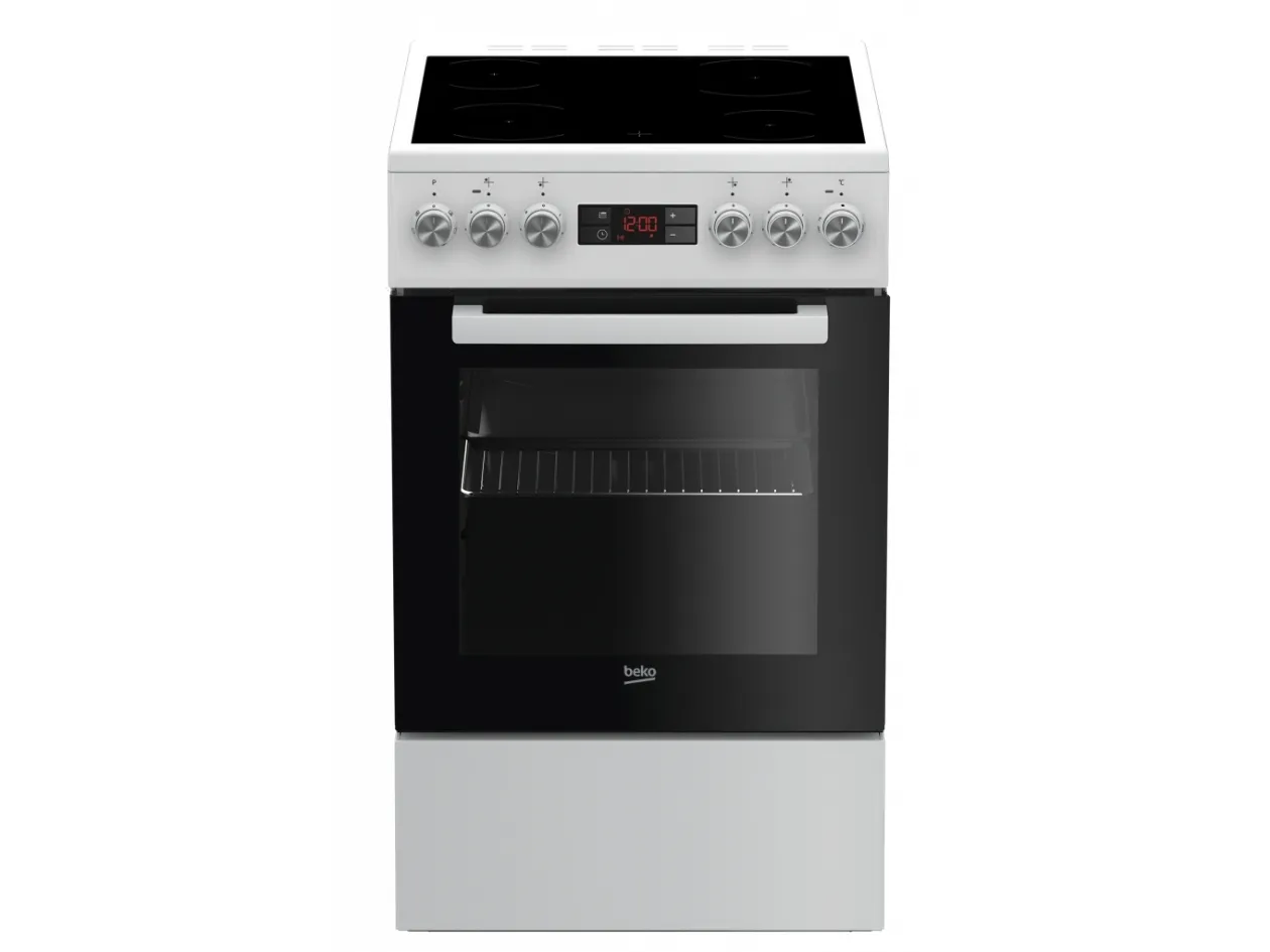 Beko FSM 57300 GW, Frittstående komfyr, Hvit, Rotasjon, Berøringskontroll, Front, Elektronisk, LED