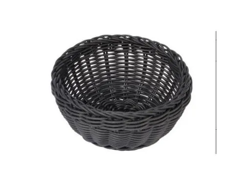 Brødkurv Ø16x8 cm Rund Kraftig flet PP Sort,45 stk/krt