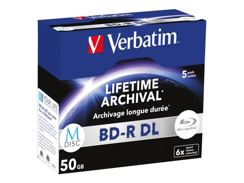 Verbatim M-Disc - 5 x BD-R DL - 50 GB 6x - matt sølv - CD-eske