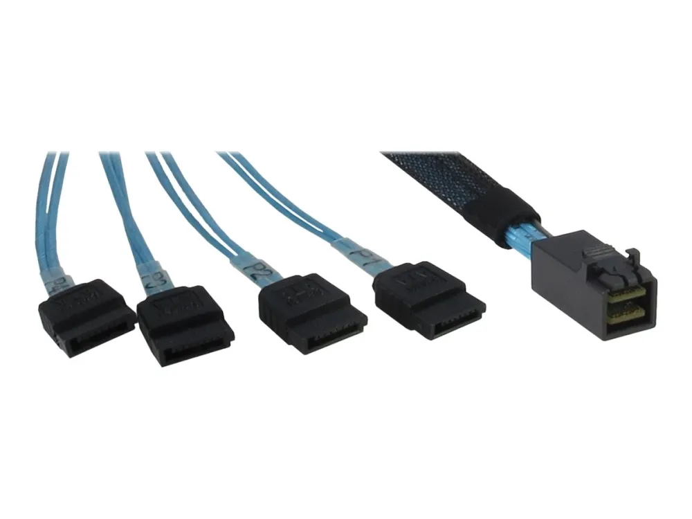 Inter-Tech - SATA/SAS-kabel - SAS 12Gbit/s - 4 x Mini SAS HD (SFF-8643) til SATA - 50 cm - svart, blå