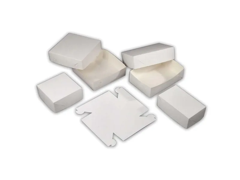Kageæske, Nr. 1 høj,150x150x80mm Pap, hvid, pakke a 250 stk Fødevaregodkendt