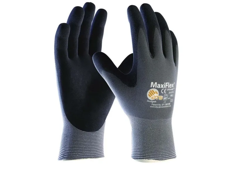 Hansker Maxi-flex grå/svart nylon/lycra nr10 12stk/pak