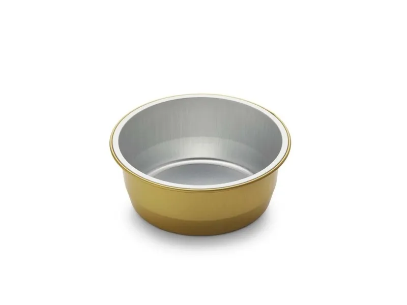 Foliebakke, Plus Pack, Rund kapacitet 290, Ø 111, højde 43 aluminium, guld/aluminium pakke med 115 s