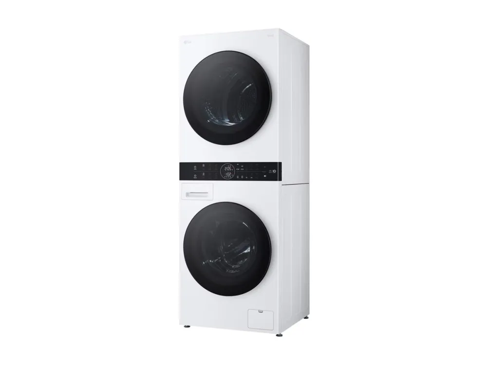 LG WashTower WT1210WWF - Washer/dryer set - Wi-Fi - bredde: 60 cm - dybde: 66 cm - høyde: 165.5 cm - frontileggelse - 12 kg - 1400 rpm - hvit