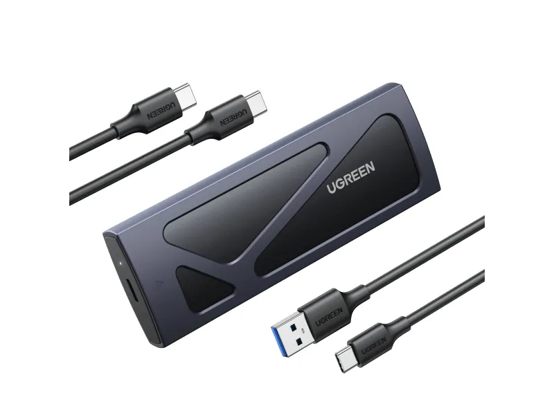 Ugreen 15512, SSD-kabinett, M.2, 10 Gbit/s, USB-tilkobling, Sort, Grå