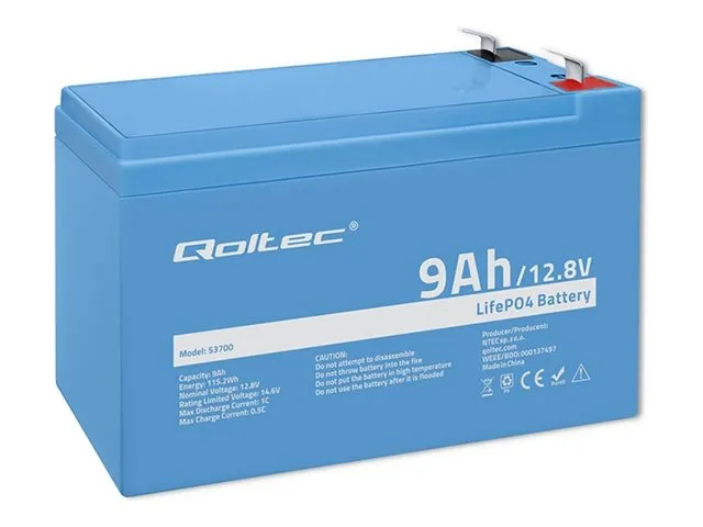 Qoltec - Batteri - 12.8V, BMS - litium-jernfosfat - 9 Ah - 115.2 Wh