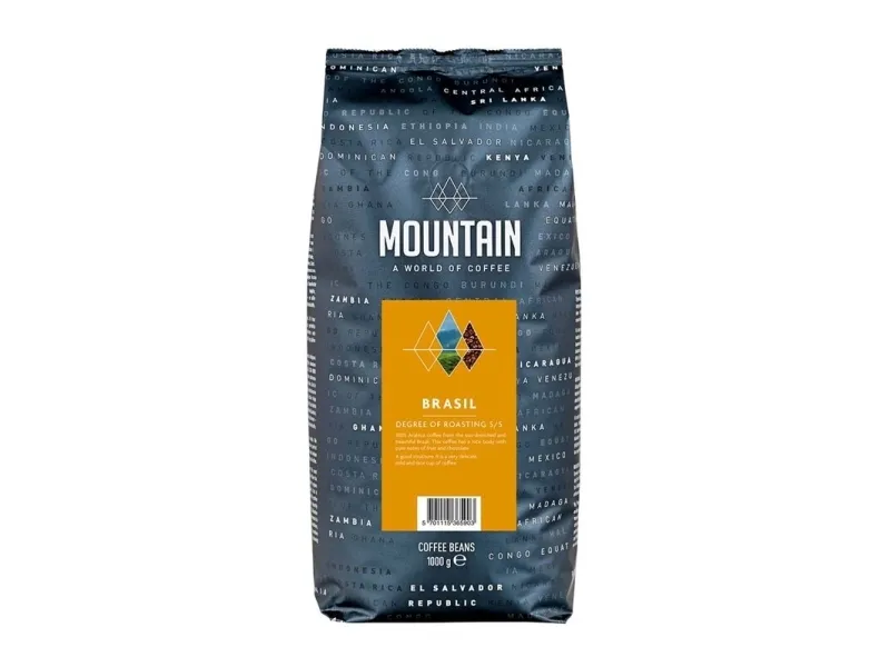 Kaffe Mountain Brasil hele bønner 1kg/ps - (karton á 6 poser)