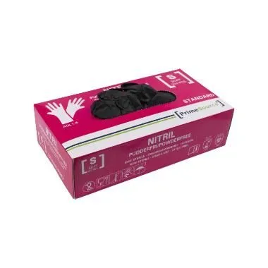 Handske Engangs Prime Source STANDARD str S Nitril uden Pudder Sort AQL 1.5,100 stk/pk