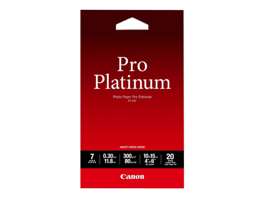 Canon Photo Paper Pro Platinum - 100 x 150 mm - 300 g/m² - 20 ark fotopapir - for PIXMA iP3600, MP240, MP480, MP620, MP980