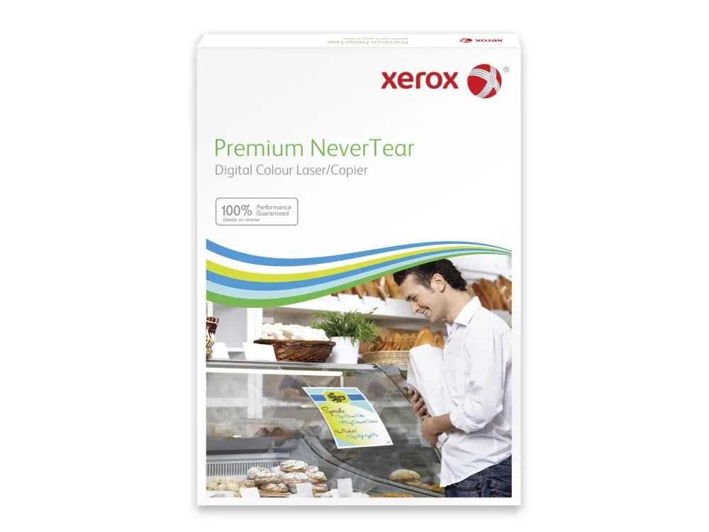 Xerox, Premium NeverTear adhesive Permanent Clear, pre-collated Straight Gloss, smooth, selvklæbende