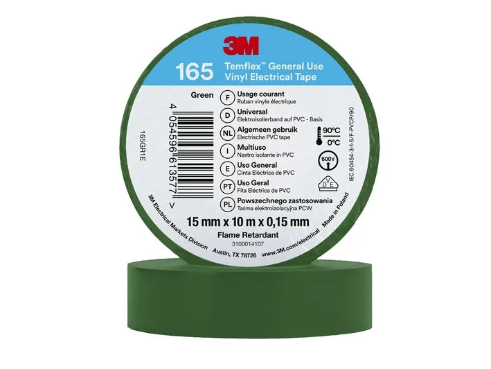 3M 7100184726, 1 stykker, Grønn, PVC, 600 V, Blister, 10 m