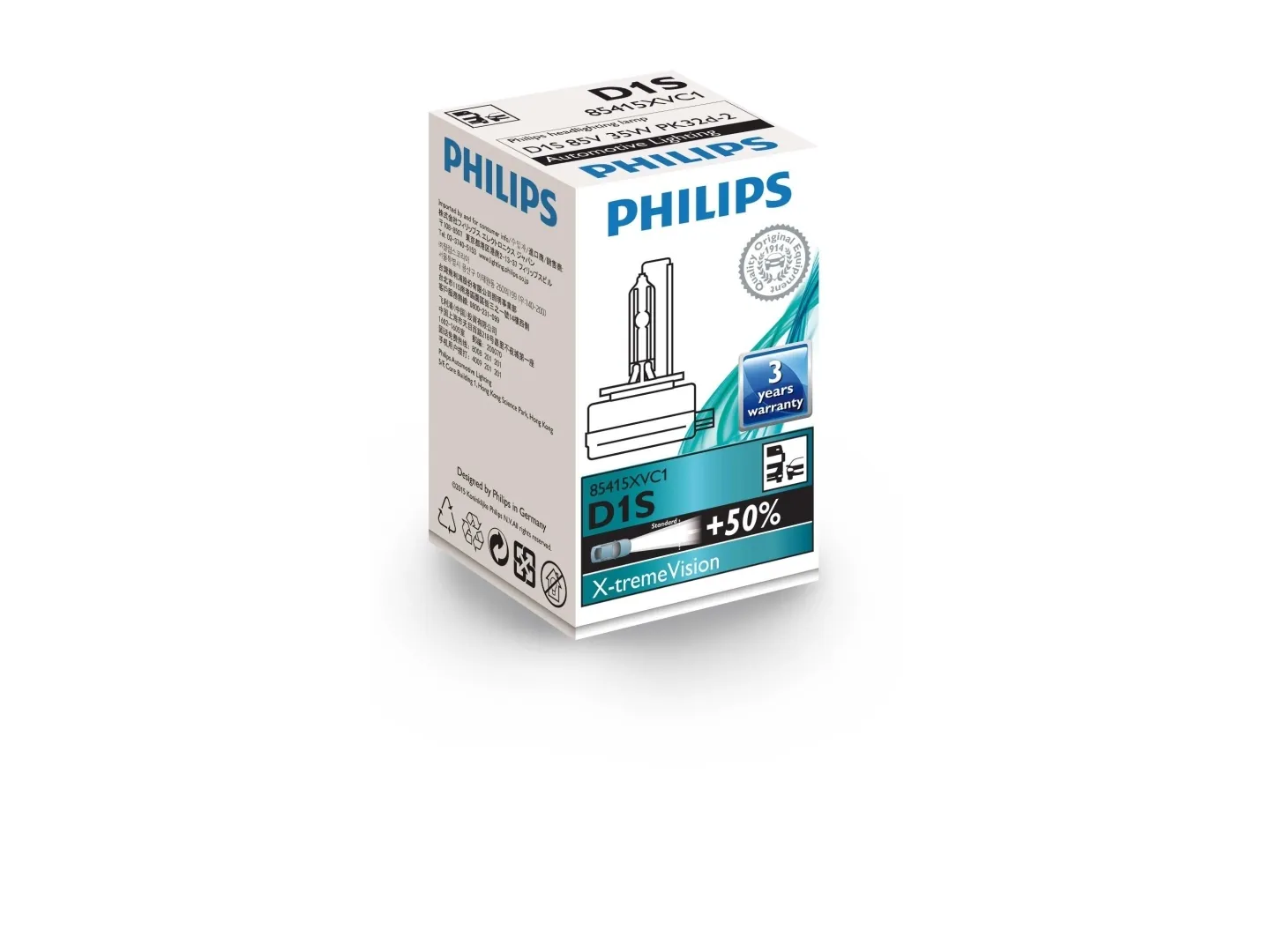 Philips X-tremeVision Xenon frontlyspære 85415XVC1, 35 W, D1S, Xenon, 4800 K