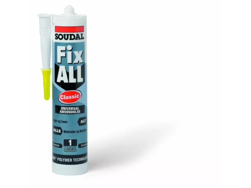 Fugemasse Fix All Flexi hvid 290ml patron, høj kvalitativ 1 - komponent fugemasse, stor hæftekraft, indeholder fungicid