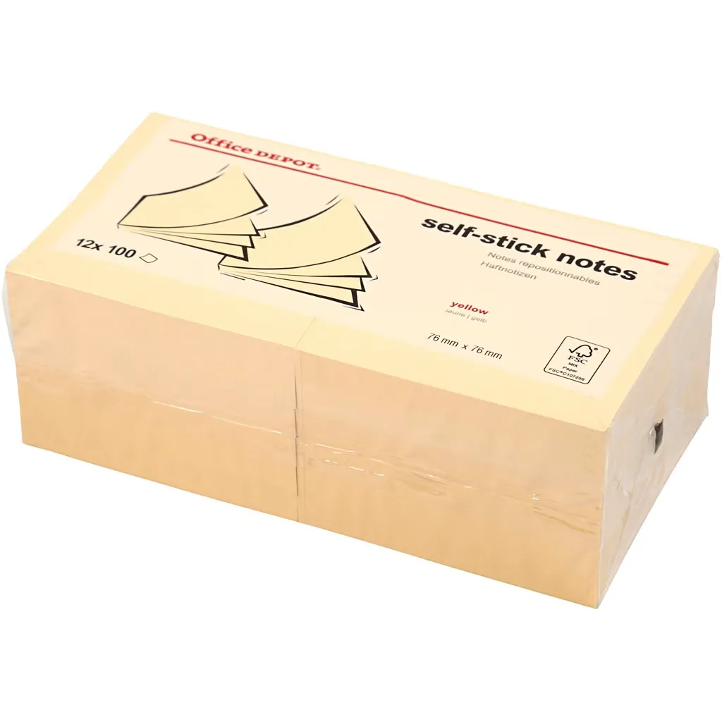 Notes, Q-Line, gul, 76x76mm pakke a 12 stk