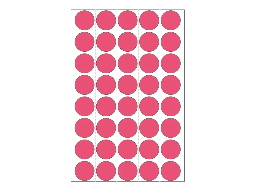 HERMA - Permanet adhesiv - lysende rød - 19 mm rund 960 etikett(er) (24 ark x 40) merkelapper