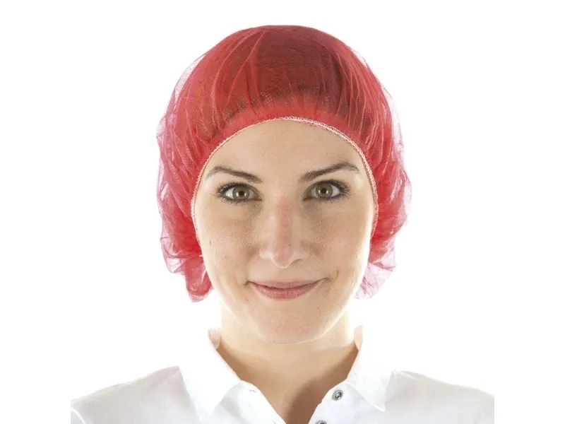 Engangs hårnet, Mop Cap on-size Non-woven, Rød, pakke a 1000 stk