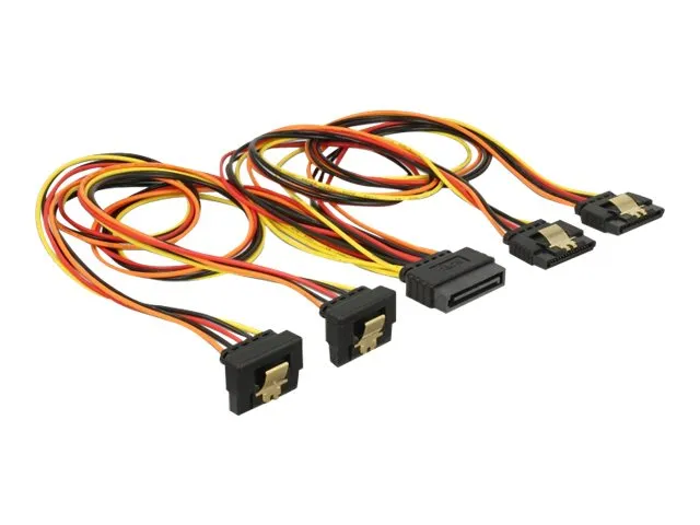 Delock - Strømsplitter - SATA-strøm (P) låst til SATA-strøm (R) metallklips - 3.3 / 5 / 12 V - 50 cm - svart, gul, rød, oransje