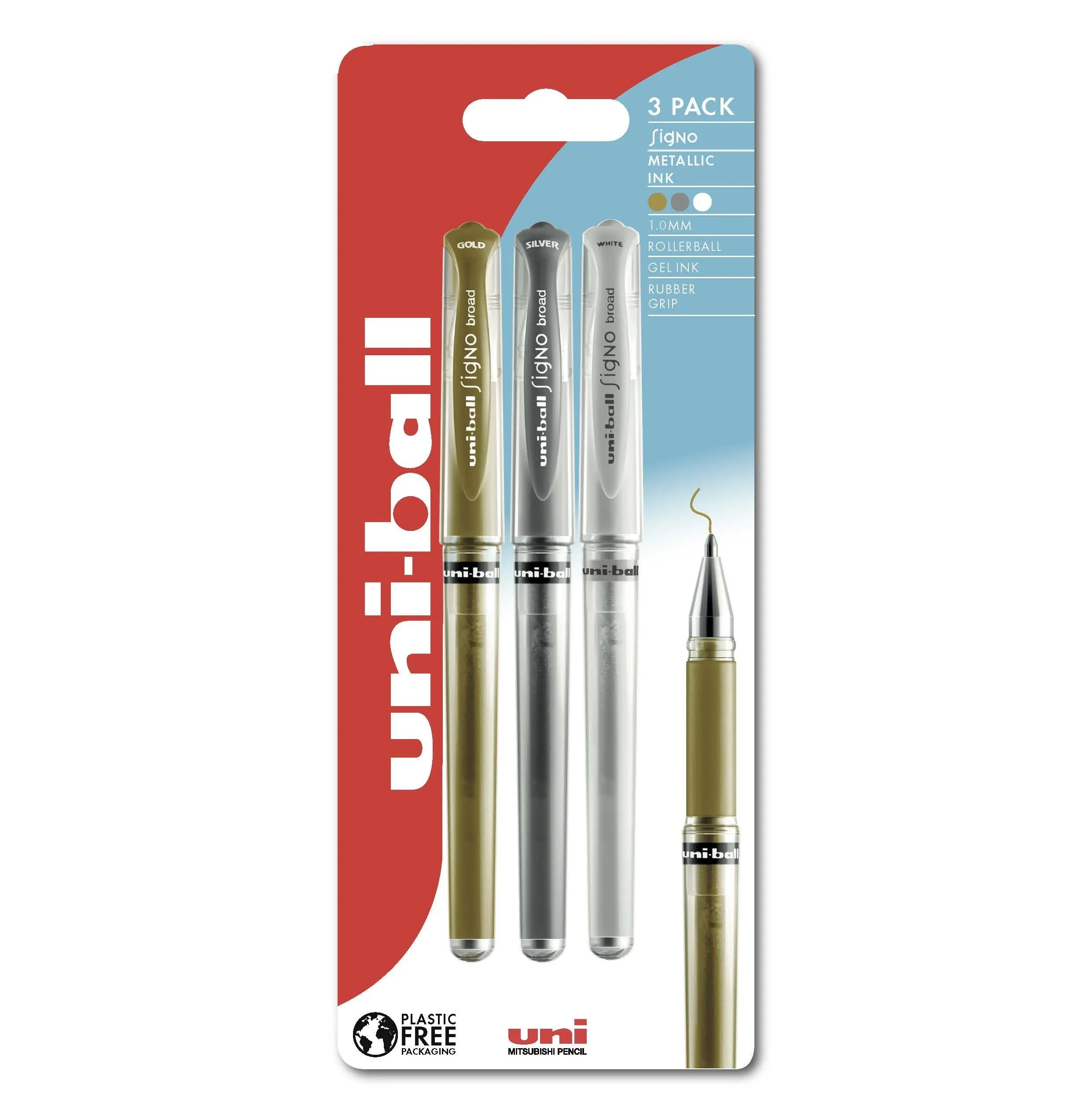 Uni-ball Signo 153 gel roller - guld/sølv/hvid