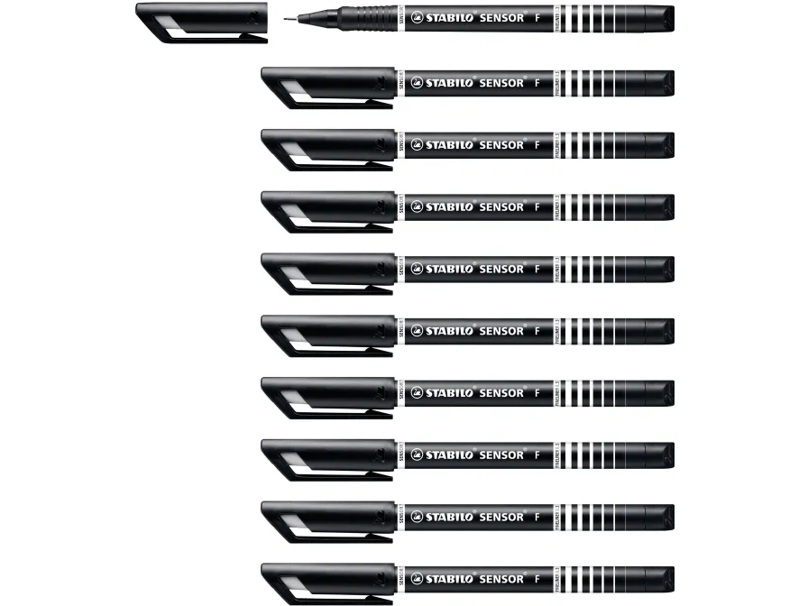 Fineliner Stabilo Sensor 189 sort 0,3 mm (10 stk.)