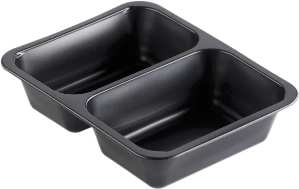 Bakke 2-rum 227x178x50 mm Caterline 645/540 ml PP Sort,216 stk/krt