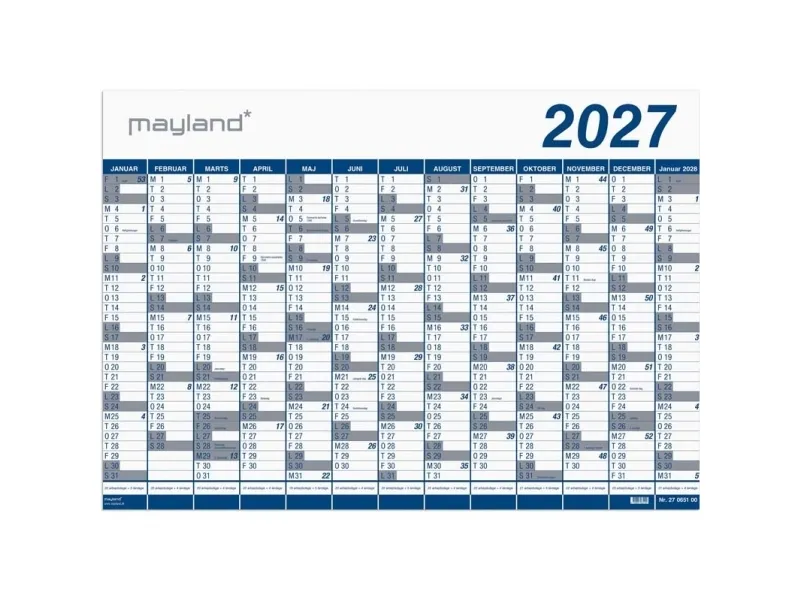 Mayland 17065000, Vegg, 2 sider, Flerfarget, Årlig, 13 måned(er), 72 mm