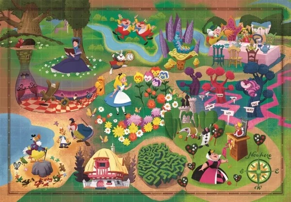 Puslespill Story Maps Alice in wonderland, 1000 brikker
